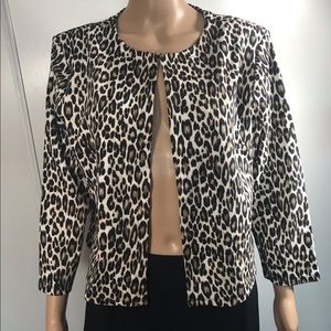 Philosophy Leopard Print 3/4 Sleeves Blazer, Large